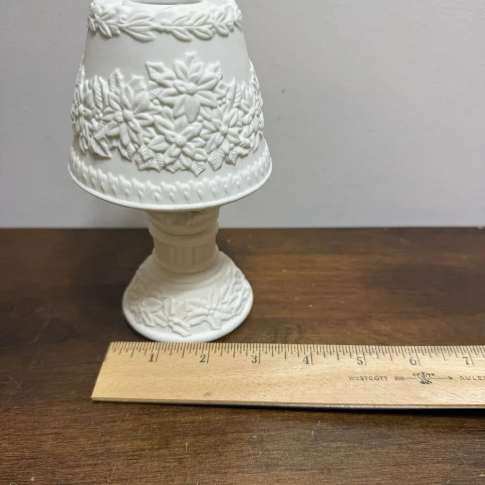 Fairy Lamp New Images Jade Porcelain Christmas Bow Poinsettia Holiday Votive 6.5 - Picture 8 of 8